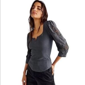 Free People Brunch Date Henley Top